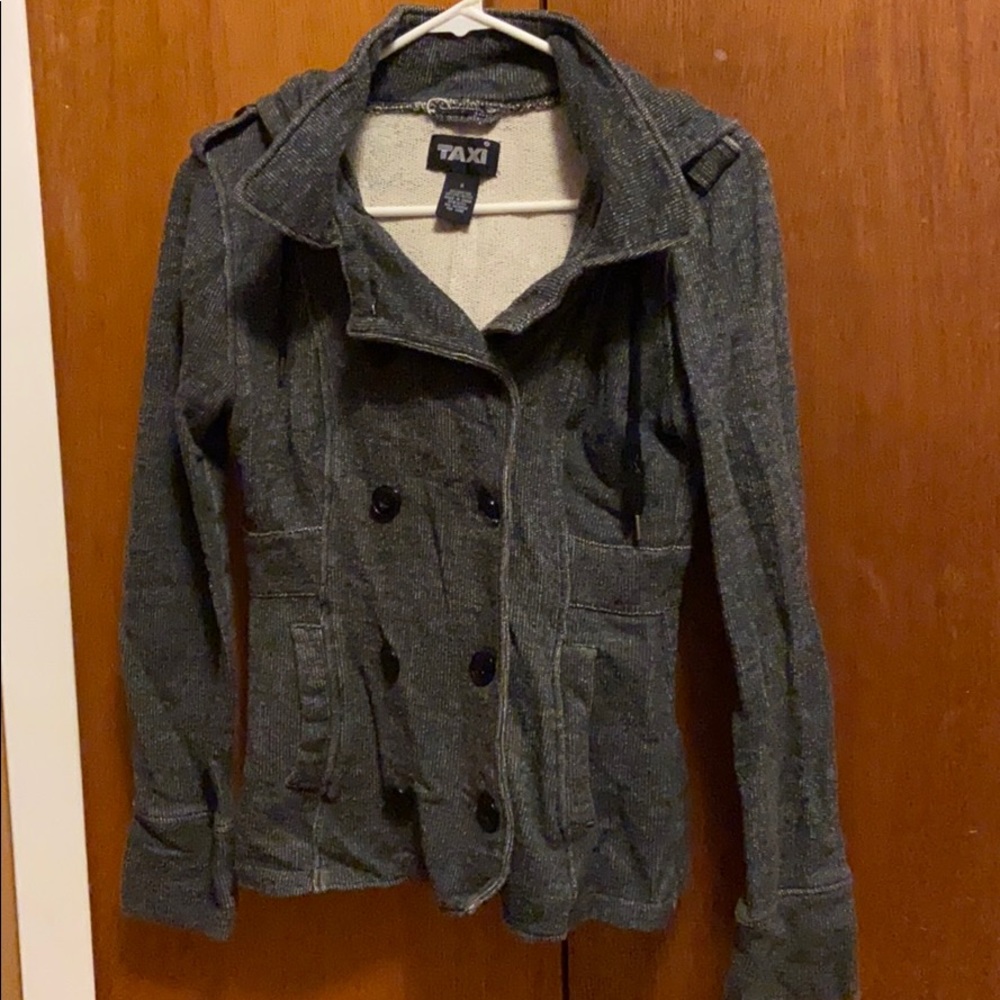 Grey Hooded Peacoat-Jacket